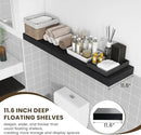 12'' Deep Floating Shelves, 48 Inch Large Floating Shelf Black, Deep Wall Shelves for Living Room Bathroom Laundry Room Bedroom Kitchen Home Office - Black by CozyNest Decor