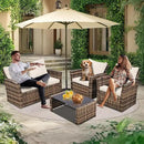 4 Piece Outdoor Patio Furniture Set,Wicker Conversation Sets Outdoor Sectional Patio Sofa Couch with Cushions & Coffee Table for Outside, Garden, Balcony, Porch,Yellow/Beige by GreenHaven Gardens