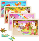 Wooden Puzzles Toys for Kids Ages 3-5, Set of 4 Packs with 20-Piece Unicorn Mermaid Princess Wood Jigsaw Puzzles, Preschool Educational Brain Teaser Toys for Girls 3 4 5 6 Years Old. by TinyTreasures Baby Boutique