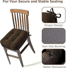 Codi Dining Chair Cushions 2 Pack, Thick Chairs Pads for Indoor Kitchen Room - Washable, Non-Slip Memory Foam Seat Cushion with Ties, 16.5"x16.5"x 3.5", Set of 2, Brown by CozyNest Decor
