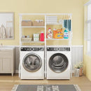 U14 Over Washer and Dryer Storage Shelves, 4 Tiers Laundry Room Storage and Organizer System, Space Saving Clothes Drying Rack with 2 Clothes Hanger Rods, 66.5" W x 20.5" D x 77.4" H, White by CozyNest Decor
