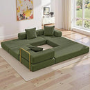 108" Oversized Convertible Sleeper Sofa Bed, Corduroy L Shape Sectional Couch, Folding Sofa Bed with Side Pocket, Modern Cloud Floor Mattress Couch, Modular Sofa for Living Room, Green by CozyNest Decor
