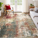 Washable Area Rugs 8'x10' Non-Slip Modern Abstract Soft for Living Room Entryway Bedroom Nursery, Print Pattern, Brown Rust Red Multi by TinyTreasures Baby Boutique
