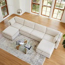 CHITA Oversized Modular Sectional Fabric Sofa Set, FSC Certified Extra Large U Shaped Couch Reversible Chaise Modular Sectional Couch, 146 inch Width, 6 Seat Modular Sofa with Storage Ottomans, Linen by CozyNest Decor