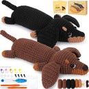Crochet Kit for Beginners - 2 PCS Dachshund Crochet Kits with Step-by-Step Video Tutorials, Beginner Crochet Kit for Adults, Crochet Animal Kit for Kids, Dog Craft Knitting Kit by TinyTreasures Baby Boutique