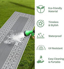 GENIMO Outdoor Rug Waterproof for Patio, 2.5'x8' Foldable Reversible Plastic Straw Runner Rugs and Carpet for Porch, Outside Area Mat for Rv, Deck, Picnic, Camper, Balcony, Beach, Grey & White by CozyNest Decor