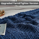 Esterra Chunky Knit Throw Blanket Newly Upgraded Heavy Tighter Version, Handmade Chenille Throw Super Soft, Thick Yarn Cable Knit Crochet Throw Blanket for Couch Bed Sofa, 50"x60", Navy Blue by CozyNest Decor