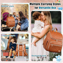 Weitars Diaper Bag Backpack Leather Baby Diaper Bag with Changing Pad Travel Diaper Backpack,Baby Bag for Mom,Stroller Straps,5 Insulated Pockets (Brown Leather) by TinyTreasures Baby Boutique