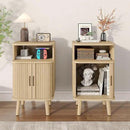 Alohappy Fluted End Table Set of 2, Mid Century Modern Nightstands with Sliding Tambour Door, Curved Round Edge Wood Bedside Table for Bedroom, Side Tables with Storage for Living Room, Natural Oak by CozyNest Decor