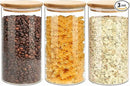 Round Glass Jars Canister with Wood Lid 40 FL OZ [Set of 3], Container Jar with Sealing, Lids for Oat Pasta Flour Cereal Rice Sugar Tea Coffee Beans, Best for Kitchen & Pantry by CozyNest Decor