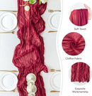 Sioloc Burgundy Red Cheesecloth Table Runner Fall Autumn Decor for Home 10ft Table Cloth for Wedding Birthday Party Bridal Shower Christmas Halloween Thanksgiving by CozyNest Decor
