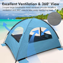 WhiteFang Beach Tent Anti-UV Portable Sun Shade Shelter for 3/4/6/8 Person, Extendable Floor with 3 Ventilating Mesh Windows Plus Carrying Bag, Stakes and Guy Lines by TinyTreasures Baby Boutique