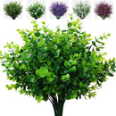 Artificial Plants Flowers Grass Shrubs 8 Pack No Fade Faux Plastic Flowers Outdoor for Farmhouse Garden Porch Patio Indoor Wedding Decoration Greenery Fake Plants uv Resistant (1
