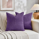Fancy Homi 2 Packs Purple Euro Decorative Throw Pillow Covers 26x26 Inch for Living Room Couch Bed, Farmhouse Boho Home Decor, Soft Corss Corduroy Patchwork Textured Square Cushion Case 66x66 cm by CozyNest Decor