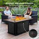 Ciays 43-Inch Rectangular Propane Fire Pit with 60,000 BTU Output, Fire Pit Table Premium Gas for Outside Patio with 304 Stainless Steel H-Burner, Glass Stones, and Wind Guard,Black by GreenHaven Gardens