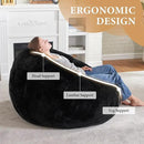 Hobestluk Bean Bag Chairs Large Bean Bag Couch for Adults Stuffed Sofa Chair Comfy Giant Bean Bag Chair with Spacious Design for Reading, Playing or Relaxing (Black) by CozyNest Decor