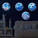 3D Ocean Animals World Wall Stickers Glow in The Dark, 4 Pcs Sharks Turtles Jellyfishs Removable Decals for Kids, Vinyl Stickers for Ceiling (Blue) by CozyNest Decor
