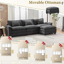 URRED Modular Sectional Sofa Comfy Cloud Couch, Modern Velvet Sofa Sleeper Deep Seat Couches with Ottoman/Pillows for Living Room (Dark Gray, 117''- L Shape) by CozyNest Decor
