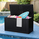 JUMMICO 250 Gallon Outdoor Resin Deck Box with Divider, Waterproof Storage Box with Lockable Lid&Side Handles for Garden Tools, Pools Supplies (Black) by CozyNest Decor
