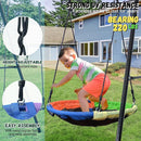 4-in-1 Heavy Duty Swing Set for Backyard – Large Metal Frame with Saucer Swing, Sandbox, Basketball Hoop & Single Swing Seat | Toddler to Kids Play Equipment | Outdoor & Indoor Use | Kids Gift by TinyTreasures Baby Boutique