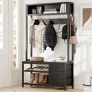 Lulive Hall Tree with Bench and Shoe Storage, 31.5" Coat Rack Freestanding with 2-Tier Storage Shelf, 6-in-1 Entryway Bench Coat Rack with 12 Hooks and 3 Drawers(Black) by CozyNest Decor