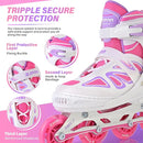 2PM SPORTS Vinal Girls Adjustable Flashing Inline Skates, All Wheels Light Up, Fun Illuminating Skates for Kids Men Adult Women and Boys by TinyTreasures Baby Boutique