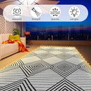6x9ft Waterproof Outdoor Rug with LED Lights, Foldable Reversible Plastic Straw Mat for Patio RV Camping Picnic Balcony Beach Deck Indoor Outdoor Carpet, Black&White by CozyNest Decor