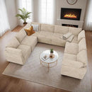 Modular Sectional Sofa with Chaise U Shaped Sectional Couch for Living Room, 8-Seater Comfy Cloud Couches, Plush Corduroy, Beige by CozyNest Decor
