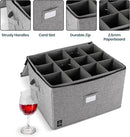 Wine Glass Storage, Holds 12 Stemware Glasses, Stackable, Fully-Padded Inside with Hard Top and Sides (Grey) by CozyNest Decor