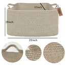 COMFY-HOMI Large Rectangular Blanket Basket, Woven Cotton Rope Baskets for Storage, Laundry Hamper Basket, Storage Bin,Toy Organizing Bin with Handle, Organization and Storage-22x15x12”-Brown by TinyTreasures Baby Boutique