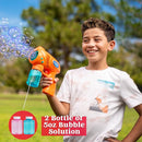 JOYIN 2 Bubble Guns with 2 Refill Solution (10 oz Total), Automatic Bubble Maker Blower Machine for Kids, Toddlers, Outdoors, Party, Birthday Gift, Easter Toys (Blue, Orange) by TinyTreasures Baby Boutique