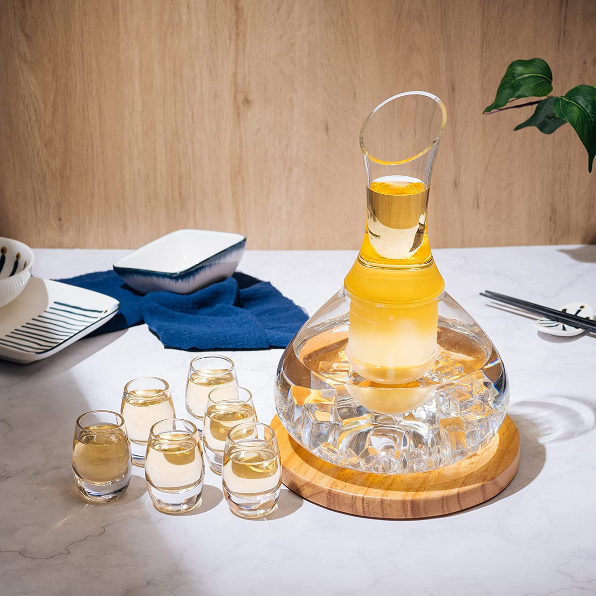 Sake Carafe Set 6 Sake Glass Set 8 5 Oz Glasses For Warm Or Cold Japanese Wine Drinking With A Woode, photo 3 of 7