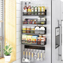 Magnetic Spice Rack for Refrigerator, 5 Pack Magnetic Shelf, Moveable Magnetic Fridge Organizer with 8-Hook Rack, Seasoning Organizer for Kitchen Organization and Storage (5 Pack) by CozyNest Decor