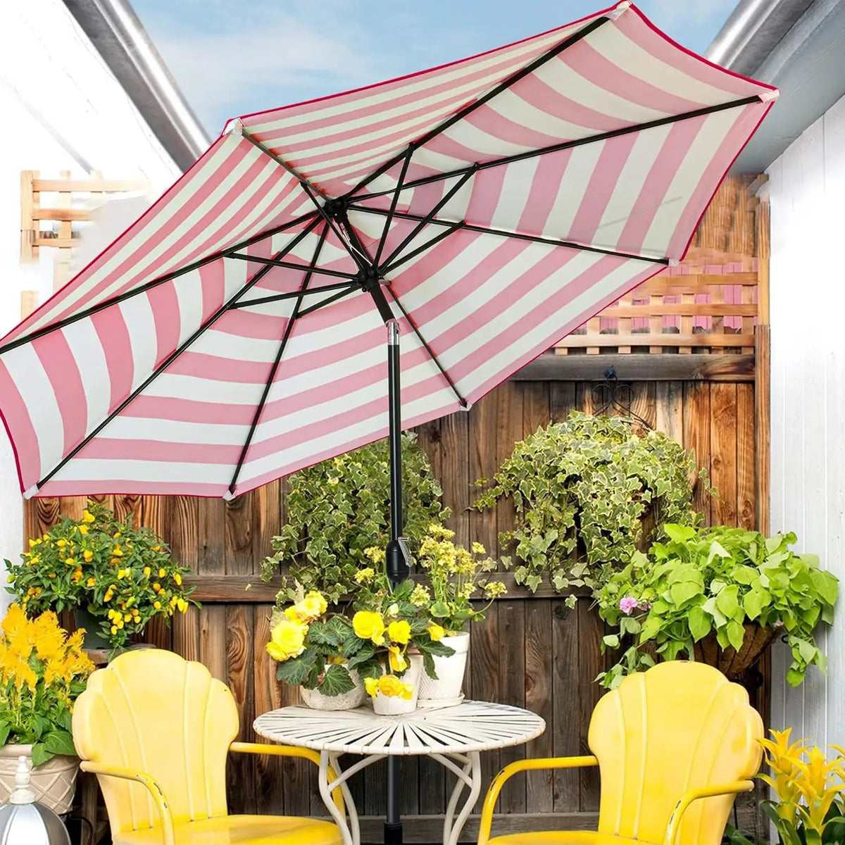 Sunnyglade 9' Patio Umbrella Outdoor Table Umbrella with 8 Sturdy Ribs (Red and White), photo 6 of 6