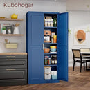71" Metal Pantry Cabinet, Tall Kitchen Pantry Storage Cabinet with 4 Adjustable Shelves and Gold Handles, Blue Cupboard for Kitchen, Dining Room, Living Room by CozyNest Decor