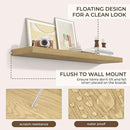 RICHFOCUS 48Inch Floating Shelves for Wall 1 Pack Shelves for Bedroom|Kitchen|Bathroom Wall Mounted Rustic Wood Floating Shelf with Invisible Brackets for Books|Storage|Decor, Oak by CozyNest Decor