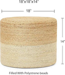 REDEARTH · Cylindrical Pouf Foot Stool Ottoman - Jute Braided Pouffe Poof Accent Sitting Footrest for Living Room, Bedroom, Nursery, Patio, Lounge & Other Rooms (Natural Ivory, 18"x18"x14") by CozyNest Decor