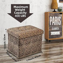 ALASDO Ottoman Storage Ottoman Footrest Stool Small Ottoman with Storage Foldable Ottoman Foot Rest Footstool Bench for Living Room 17x13x13inches Leopard Print by CozyNest Decor