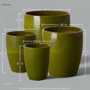 Emissary Home and Garden Bullet 12in., 14in., 15.5in., 21in. H Green Ceramic Round Planters with Drainage Hole (Set of 4) by CozyNest Decor