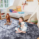 Ultra Soft Rug for Living Room, 9X12 Fluffy Shag Area Rug for Bedroom, Modern Shaggy Carpets Fuzzy Rug for Teens Dorm Nursery Home Decor Aesthetic, Upgrade Anti-Skid Durable, Tie Dye Black and Grey by TinyTreasures Baby Boutique