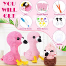 Crochet Kit for Beginners -Flamingo Family Crochet Kits with Step-by-Step Video Tutorials, Beginner Crochet Kit for Adults, Crochet Animal Kit for Kids, 3PCS Flamingo Crocheting Set(Pink) by TinyTreasures Baby Boutique