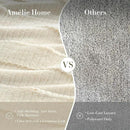 Amélie Home Luxury Striped Faux Fur Throw Blanket for Couch, Embossed Split Fur Cozy Fuzzy Fluffy Luxurious Soft Plush Sofa Chair Bed Gift Blankets for Women Men Wife Friend, 55"x70", Ivory by CozyNest Decor