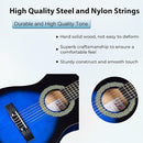 ADM Beginner Acoustic Classical Guitar Nylon Strings Wooden Guitar Bundle Kit for Kid Boy Girl Student Youth Guitarra Online Lessons with Gig Bag, Strap, Tuner, Strings, Picks (34 Inch, Blueburst) by TinyTreasures Baby Boutique