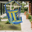 Highwild Hammock Chair Hanging Rope Swing - Max 500 Lbs - 2 Cushions Included - Steel Spreader Bar with Anti-Slip Rings - for Any Indoor or Outdoor Spaces (Blue Striped) by GreenHaven Gardens
