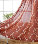 MIUCO Moroccan Embroidered Semi Sheer Curtains Faux Linen Extra Wide Grommet Window Panel Pair for Bedroom 52 x 95 Inch, Rust by CozyNest Decor