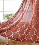 MIUCO Moroccan Embroidered Semi Sheer Curtains Faux Linen Grommet Window Curtains for Girls Room 52 x 63 Inch 2 Panels, Rust by CozyNest Decor