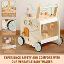 Wooden Activity Cube Push Walker, Wooden Baby Walker, Montessori Push Toys for Babies Learning to Walk & Sit-to-Stand by TinyTreasures Baby Boutique