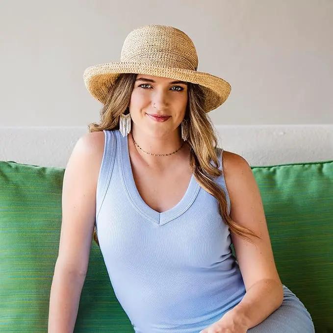 Wallaroo Hat Company – Women’s Petite Catalina Sun Hat – Wide Brim, Natural Fiber, Adjustable Sizing for Smaller Crown Sizes, photo 2 of 9