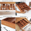 Adjustable Kitchen Drawer Organizer for Utensils and Junk, Food-Safe Contract Grade with 100% Sustainable Wood, Non-Slip, Expandable from 18.5 to 33 Inches Wide - Natural Acacia by CozyNest Decor