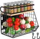 Magnetic Spice Rack for Refrigerator, Fruit, Potato & Onion Storage Bin,Large Capacity Magnetic Shelves for Side of Refrigerator, Kitchen Organizers and Storage Countertop,1 Pack Black by CozyNest Decor